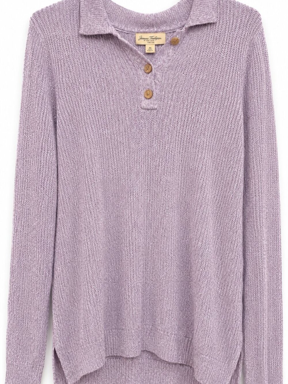 Norm Thompson Linen Cotton Lilac Henley Sweater Medium